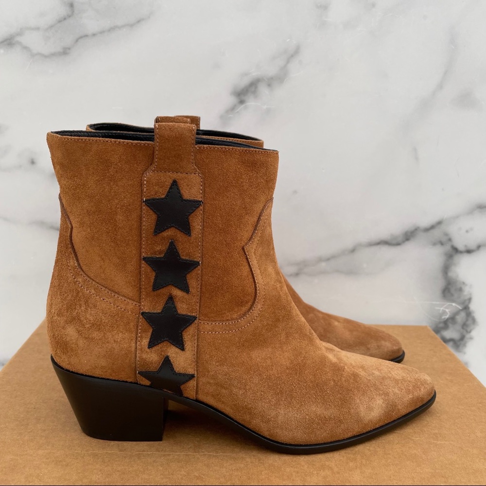 Saint Laurent Rock 40 Stars women’s tan suede ankle boot size IT 35 US 5 - Picture 8 of 16